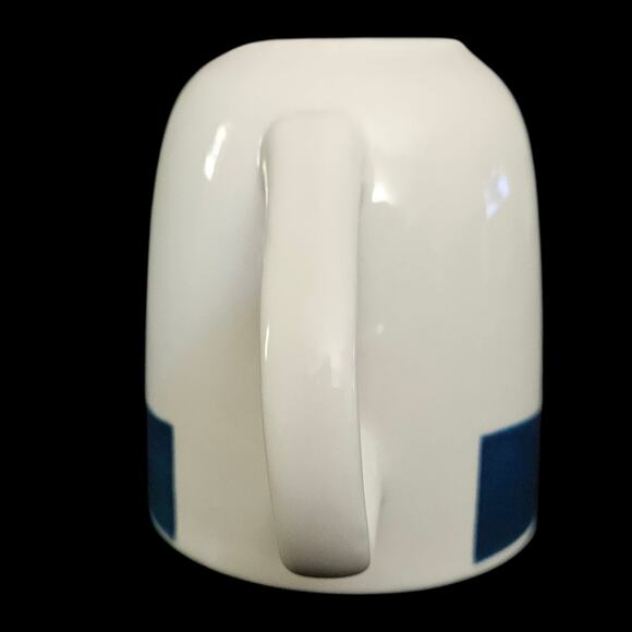 Set of 5 Gibson Stoneware Coffee Mugs White Blue Band Dishwasher Microwave Safe - Picture 4 of 6